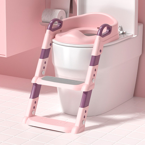 Детское сиденье на унитаз со ступенькой и ручками Bestbaby BC-108 Pink