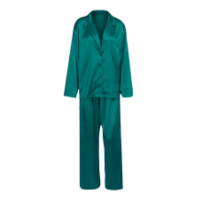 Женский шелковый комплект для дома и сна 2SYCK1315 рукашка и штаны женская пижама атласная Изумрудный M
