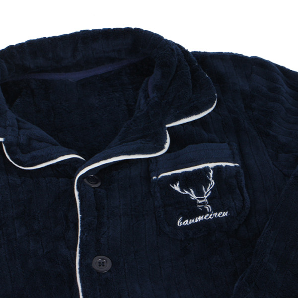 Комплект мужской пижамы CK-208 Dark Blue рубашка с длинным рукавом и штанами теплая L