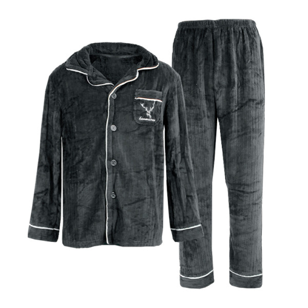 Комплект мужской пижамы CK-214 Gray рубашка с длинным рукавом и штанами теплая 2XL