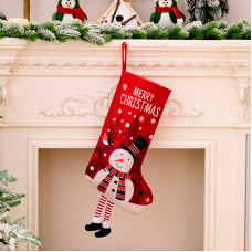 Новогодний декоративный носок для подарков F18 Снеговик