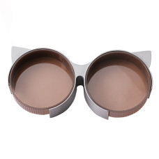 Миска Taotaopets 198807 для котов двойная с ушками Gray