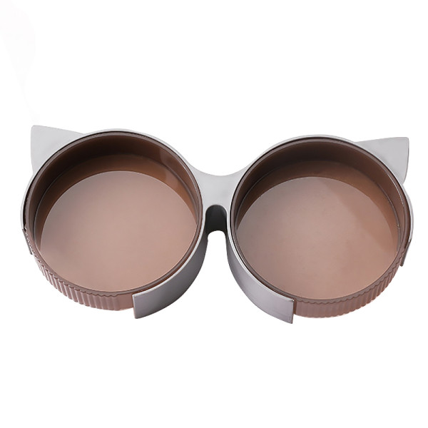 Миска Taotaopets 198807 для котов двойная с ушками Gray