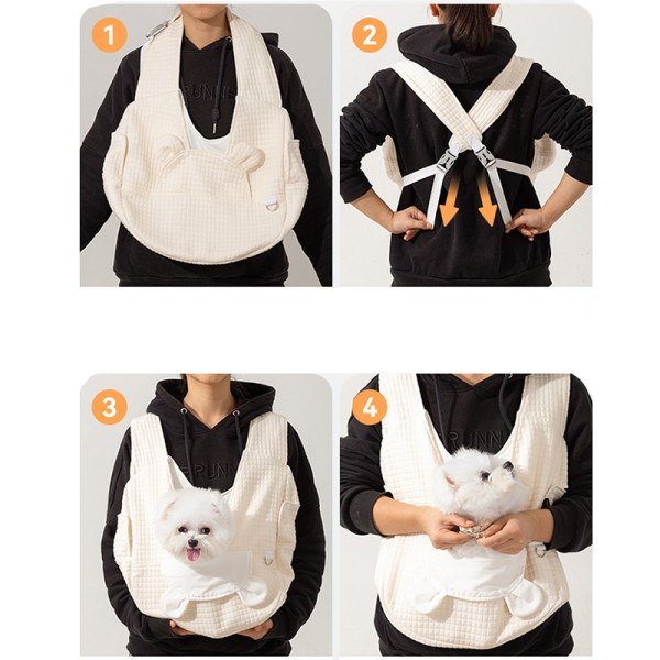 Нагрудная сумка-переноска для котов и собак 2307MSML1185 кенгуру White