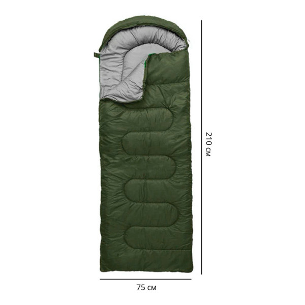 Спальный мешок для туризма 0021 210*75 см Green  0,95 кг