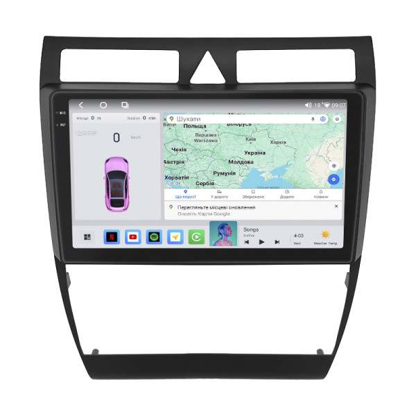 Штатная магнитола Lesko для Audi RS 6 I (C5) 2002-2006 экран 9" 4/64 QLED CarPlay 4G Wi-Fi GPS 360 Prime