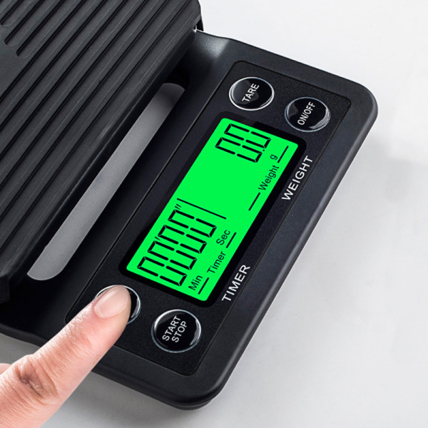 Весы с таймером для кофе Choxila MS-K07 электронные для бариста с резиновым ковриком настольные для кофейни Black 3 кг