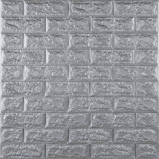 3D панель самоклеюча 700х770х7мм цегла Срібло (017-7) SW-00000059