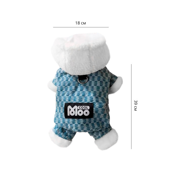 Комбинезон с капюшоном для собак Moo 2410SXMJ0172 тедди с петлей для поводка Blue M