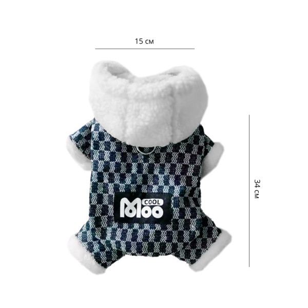 Комбинезон с капюшоном для собак Moo 2410SXMJ0172 тедди с петлей для поводка Dark Blue S