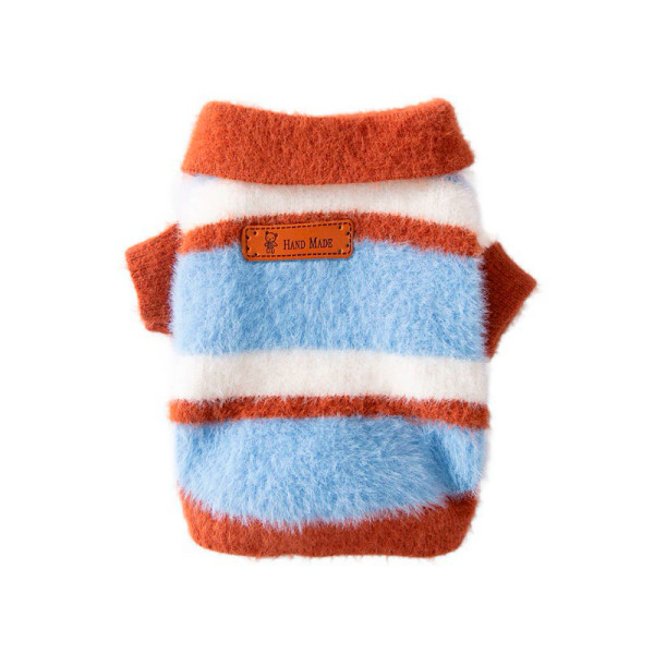 Пушистый свитер поло для собак и кошек 2410SXXF0137 вязаный теплый  Brown S