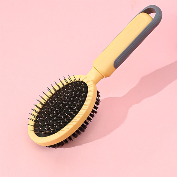 Расческа Taotaopets 04A2212 двухсторонняя с щеткой для собак и кошек для разных типов шерсти Yellow