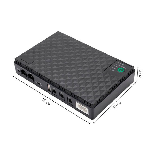 ИБП Andes DC10 для WI-Fi роутера 5V 9V 12V 10400mAh с защитой от короткого замыкания Black