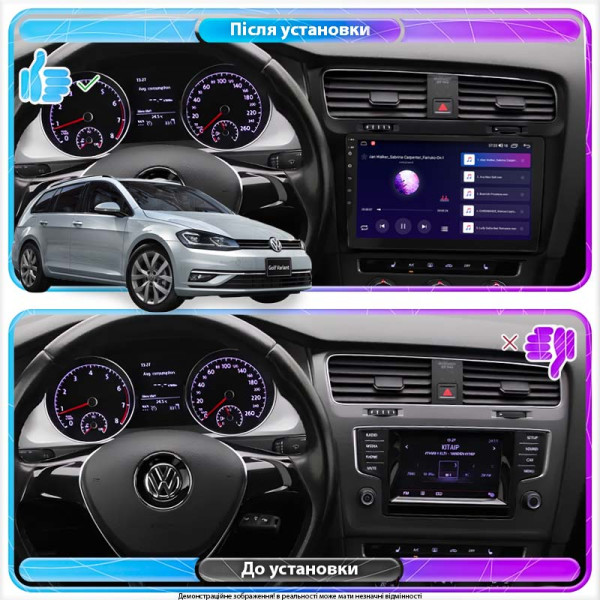 Штатная магнитола Lesko для Volkswagen Golf VII Рестайлинг 2017-н.в. экран 10" 4/64Gb 4G Wi-Fi GPS Top