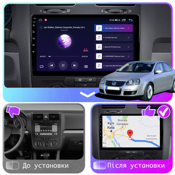 Штатная магнитола Lesko для Volkswagen Jetta V 2005-2011 экран 10" 4/64Gb CarPlay 4G Wi-Fi GPS Prime