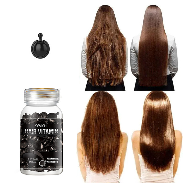 Витаминные капсулы для волос Sevich Hair Vitamin с маслом Кукуи и Алоэ Вера для темных волос и защиты от солнца черные 30шт