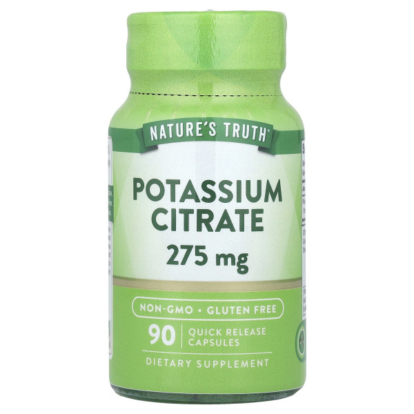 Калій цитрат, Potassium Citrate, Nature's Truth, 275 мг, 90 капсул швидкого вивільнення