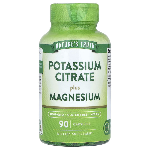 Калій цитрат плюс магній, Potassium Citrate Plus Magnesium, Nature's Truth, 90 капсул