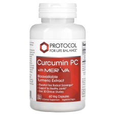Фітосоми куркуміну, Curcumin PC With Meriva, Protocol for Life Balance, 500 мг, 60 вегетаріанських капсул