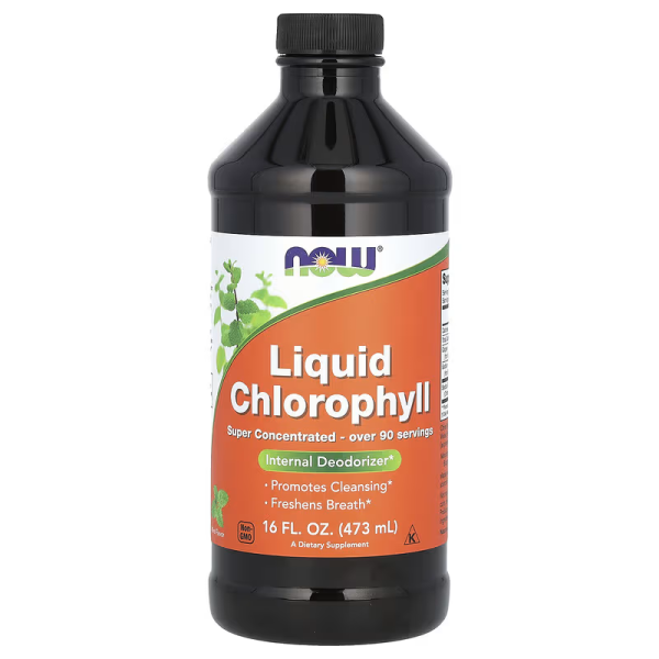 Хлорофіл, Liquid Chlorophyll, Now Foods, з м'ятним смаком, рідкий, 473 мл