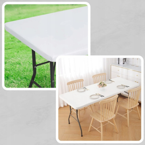 Садовий складний стіл валіза (180 × 75 х 77 см) зі сталі та пластику, легкий та міцний (Білий)