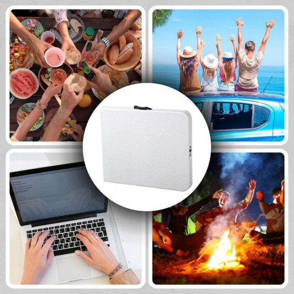 Садовий складний стіл валіза (180 × 75 х 77 см) зі сталі та пластику, легкий та міцний (Білий)