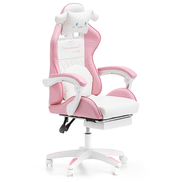 Дитяче геймерське крісло G892 з подушками та підставкою для ніг, Рожеве