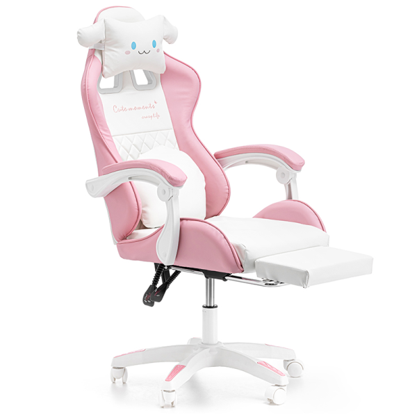 Дитяче геймерське крісло G892 з подушками та підставкою для ніг, Рожеве