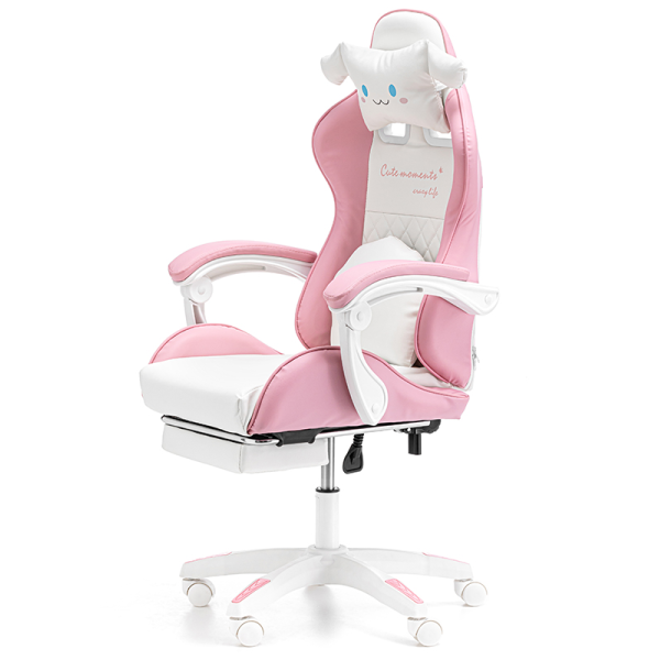 Дитяче геймерське крісло G892 з подушками та підставкою для ніг, Рожеве