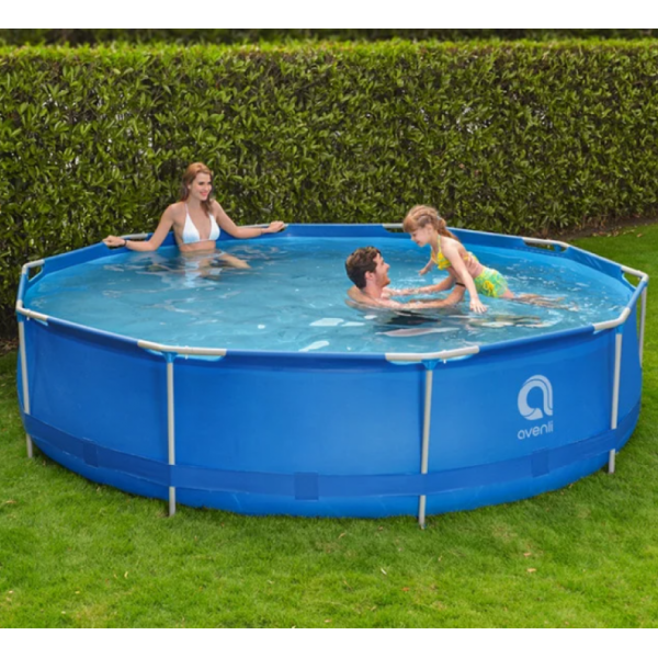 Каркасний садовий басейн Avenli (305 х 76 см) круглий, для дорослих та дітей, Синій (17798)