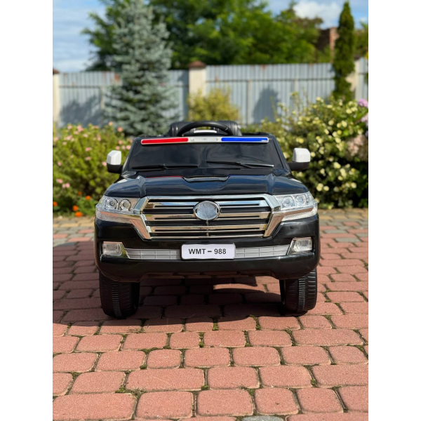 Дитячий електромобіль Поліцейський позашляховик (MP3, USB, гойдання, музика, пульт, відкривання дверцят, LED-світло), Чорний