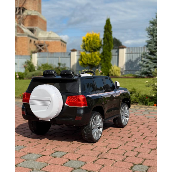 Дитячий електромобіль Поліцейський позашляховик (MP3, USB, гойдання, музика, пульт, відкривання дверцят, LED-світло), Чорний