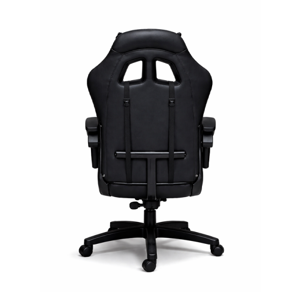 Геймерське крісло Primaveo з ергономічними подушками та висувною підставкою для ніг, Чорний