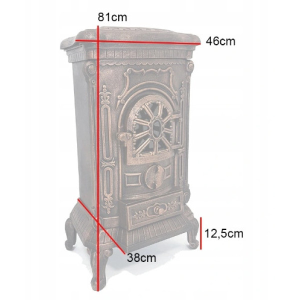 Чавунна піч-камін "Koza" Ingrid Ambra 9 кВт (дровʼяна) обігрів - до 100 м², Чорна