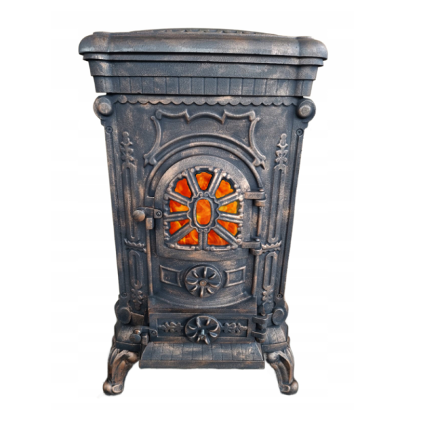 Чавунна піч-камін "Koza" Ingrid Ambra 9 кВт (дров’яна) обігрів - до 100 м², Золотисто-мідна