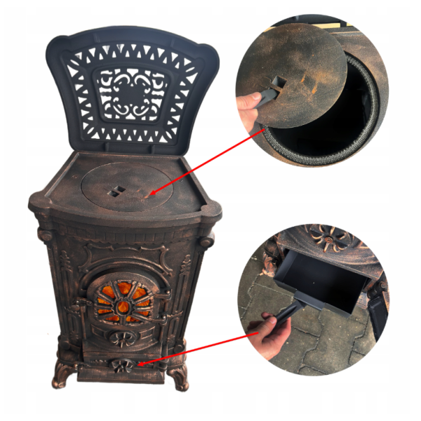 Чавунна піч-камін "Koza" Ingrid Ambra 9 кВт (дров’яна) обігрів - до 100 м², Золотисто-мідна