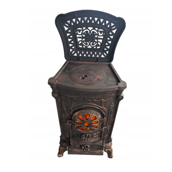 Чавунна піч-камін "Koza" Ingrid Ambra 9 кВт (дров’яна) обігрів - до 100 м², Золотисто-мідна