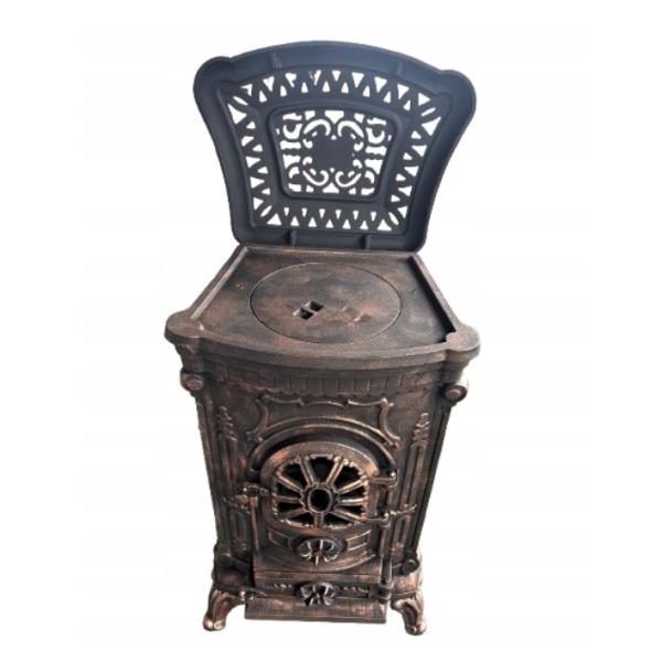 Чавунна піч-камін "Koza" Ingrid Ambra 9 кВт (дров’яна) обігрів - до 100 м², Золотисто-мідна