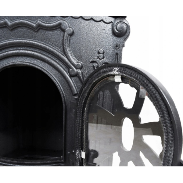 Чавунна піч-камін "Koza" Ingrid Ambra 9 кВт (дров’яна) обігрів - до 100 м², Золотисто-мідна