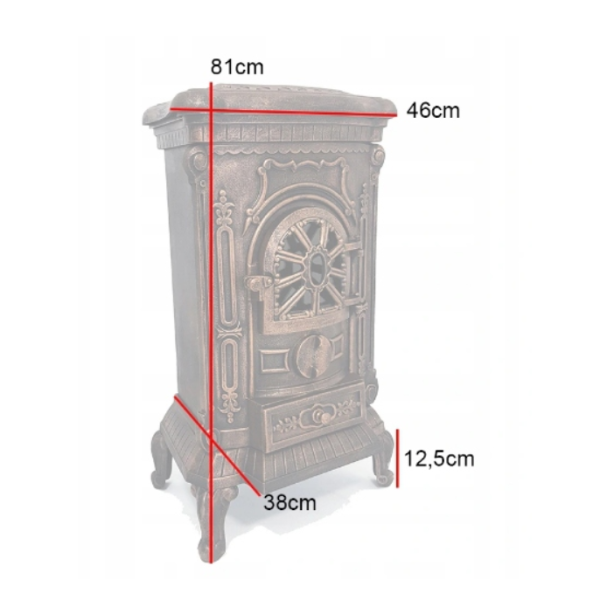 Чавунна піч-камін "Koza" Ingrid Ambra 9 кВт (дров’яна) обігрів - до 100 м², Золотисто-мідна