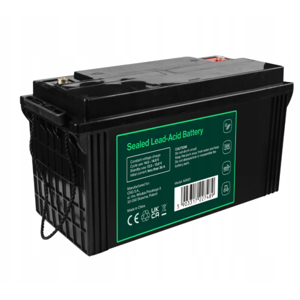 Акумулятор Green Cell AGM VRLA 12V 120Ah IP54 не потребує облуговування (термін служби - 5 років)