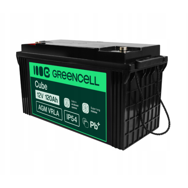 Акумулятор Green Cell AGM VRLA 12V 120Ah IP54 не потребує облуговування (термін служби - 5 років)
