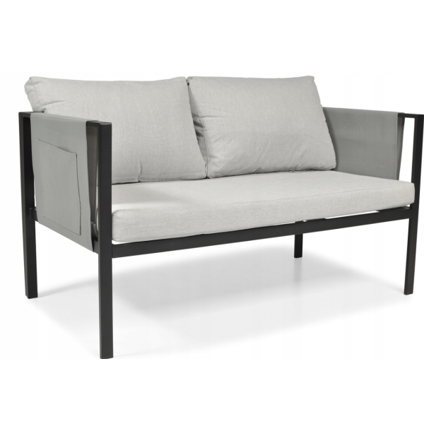 Комплект садових меблів IBIZA eDomator на 4 особи, металевий, з сірими подушками (Польща)