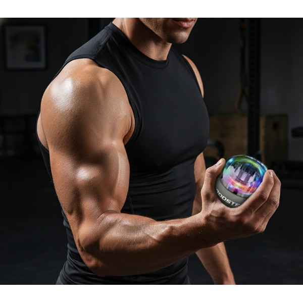 Гіроскопічний тренажер Booster Gyro Ball з LED-підсвіткою для тренування кисті, зап’ястя та передпліччя