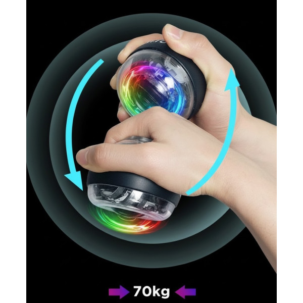 Гіроскопічний тренажер Booster Gyro Ball з LED-підсвіткою для тренування кисті, зап’ястя та передпліччя