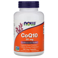 Коензим Q10, CoQ10, Now Foods, 30 мг, 240 вегетаріанських капсул