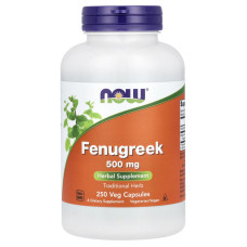 Пажитник, Fenugreek, NOW Foods, 1000 мг, 250 рослинних капсул (500 мг у капсулі)