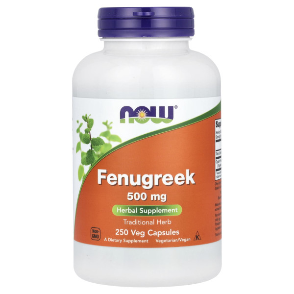 Пажитник, Fenugreek, NOW Foods, 1000 мг, 250 рослинних капсул (500 мг у капсулі)