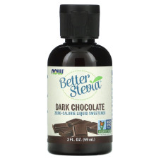Стевія, Better Stevia, Now Foods, рідкий підсолоджувач з нульовою калорійністю, смак чорного шоколаду, 59 мл
