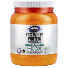 Яєчний протеїн із BCAA, Egg White Protein with BCAAs, NOW Foods, Sports, порошок, без смаку, 544 г